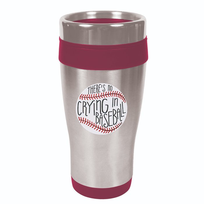 There Is No Crying In Baseball Funny Sports Ball Game 16oz Travel Tumbler