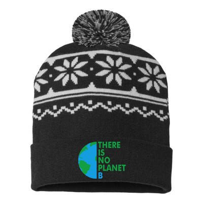 There Is No Planet B Earth Day Climate Action Climate Change USA-Made Snowflake Beanie