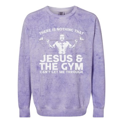 There Is Nothing That Jesus And The Gym Can't Get Me Through Colorblast Crewneck Sweatshirt