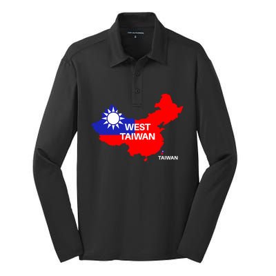 Taiwan Is Not China West Taiwan Gift Silk Touch Performance Long Sleeve Polo