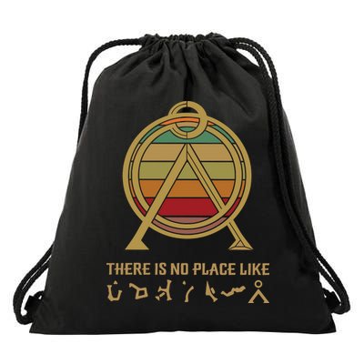 There Is No Place Like Home Vintage Stargate Atlantis Symbol Drawstring Bag