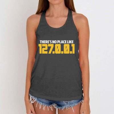 There Is No Place Like 127.0.0.1 Programmer Developer Coder Women's Knotted Racerback Tank