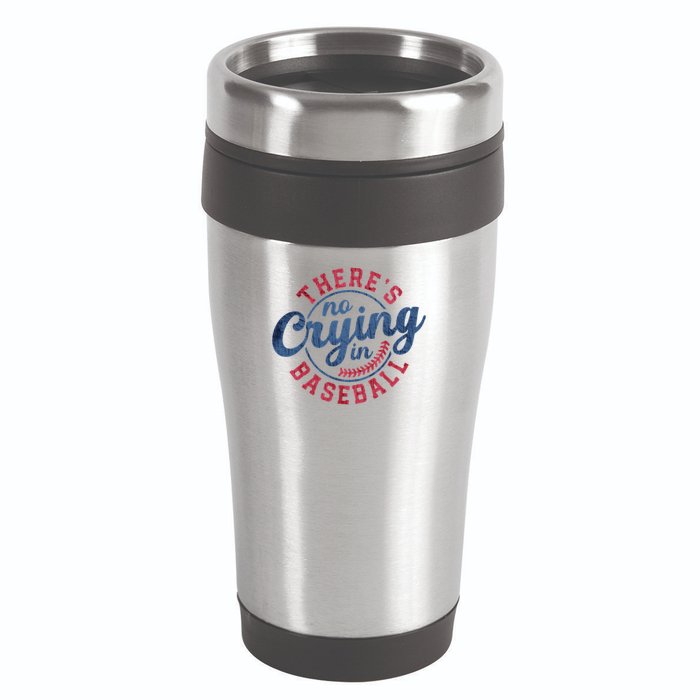 There Is No Crying In Baseball Funny Game Day Baseball 16oz Travel Tumbler