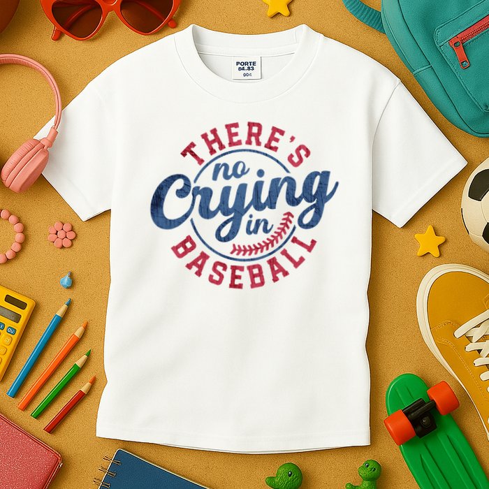 There Is No Crying In Baseball Funny Game Day Baseball Kids T-Shirt