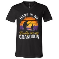 There Is No Buddy Like My Grandson Matching Grandpa Outfit V-Neck T-Shirt
