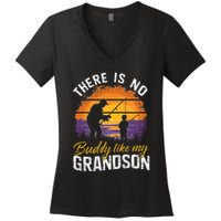 There Is No Buddy Like My Grandson Matching Grandpa Outfit Women's V-Neck T-Shirt