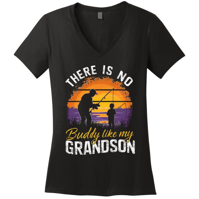 There Is No Buddy Like My Grandson Matching Grandpa Outfit Women's V-Neck T-Shirt
