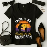 There Is No Buddy Like My Grandson Matching Grandpa Outfit Women's V-Neck T-Shirt