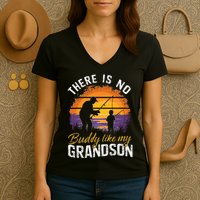 There Is No Buddy Like My Grandson Matching Grandpa Outfit Women's V-Neck T-Shirt