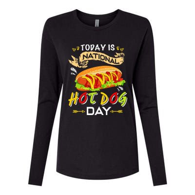 Today Is National Hot Dog Day Funny Hot Dog Gifts Womens Cotton Relaxed Long Sleeve T-Shirt