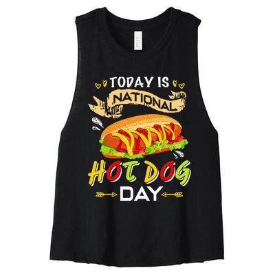 Today Is National Hot Dog Day Funny Hot Dog Gifts Women's Racerback Cropped Tank