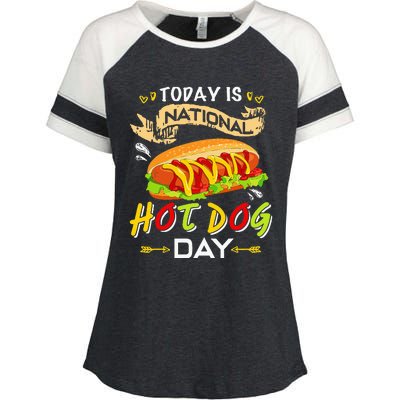 Today Is National Hot Dog Day Funny Hot Dog Gifts Enza Ladies Jersey Colorblock Tee