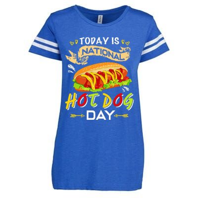 Today Is National Hot Dog Day Funny Hot Dog Gifts Enza Ladies Jersey Football T-Shirt