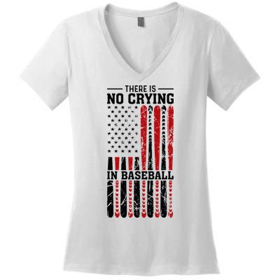 There Is No Crying In Baseball Women's V-Neck T-Shirt