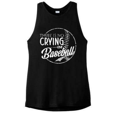 There Is No Crying In Baseball Sports Funny Baseball Ladies PosiCharge Tri-Blend Wicking Tank