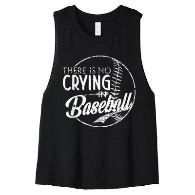 There Is No Crying In Baseball Sports Funny Baseball Women's Racerback Cropped Tank