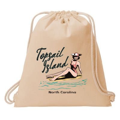 Topsail Island North Carolina Drawstring Bag