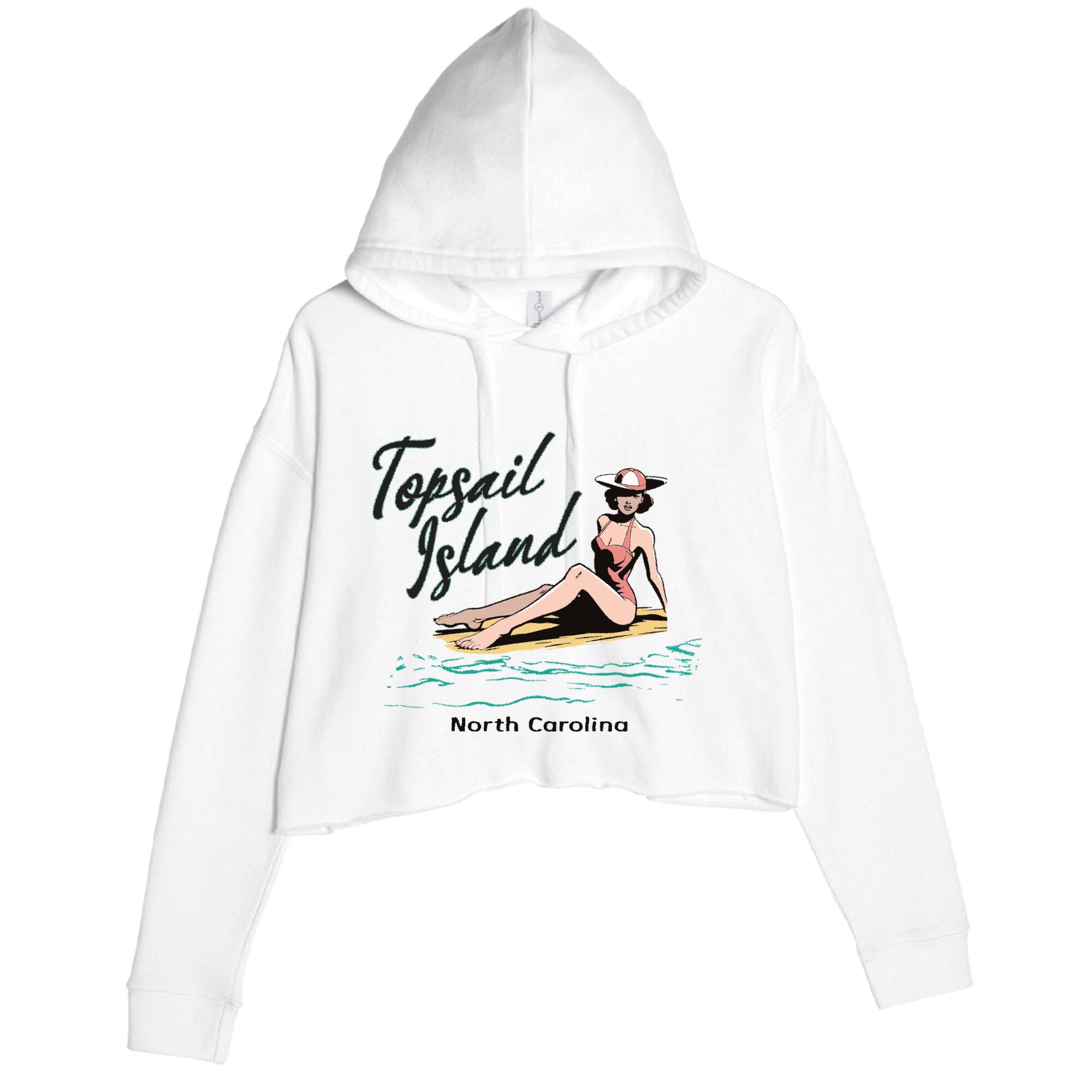 Topsail Island North Carolina Crop Fleece Hoodie