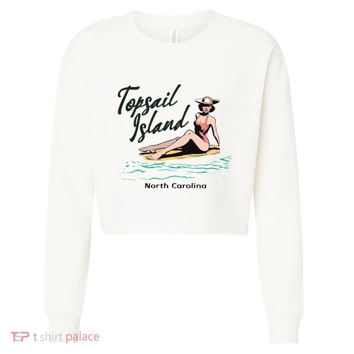 Topsail Island North Carolina Cropped Pullover Crew