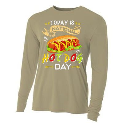 Today Is National Hot Dog Day Funny Hot Dog Giftss Cooling Performance Long Sleeve Crew