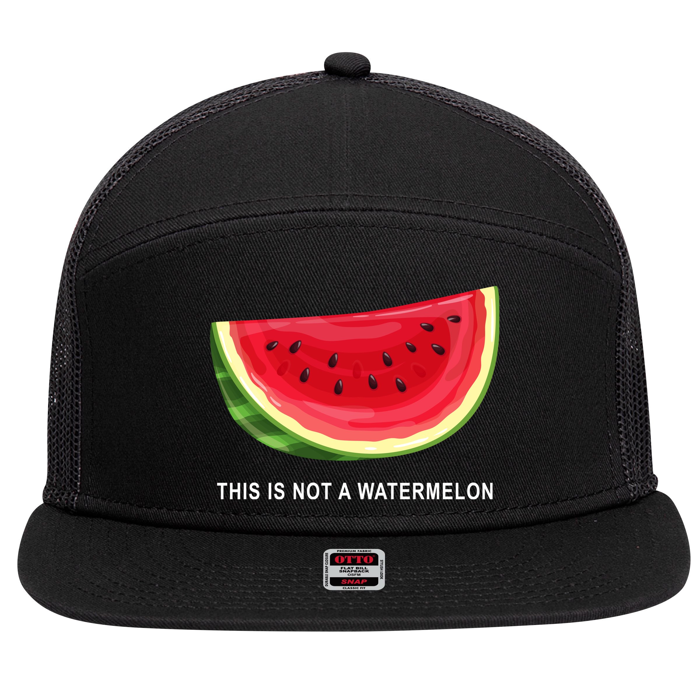 This Is Not A Watermelon Funny 7 Panel Mesh Trucker Snapback Hat