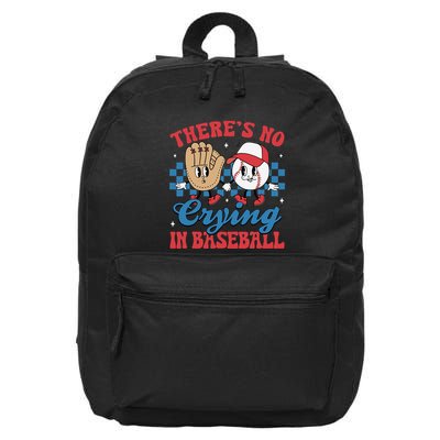 There Is No Crying In Baseball Funny Game Day Baseball 16 in Basic Backpack