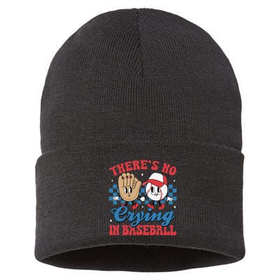 There Is No Crying In Baseball Funny Game Day Baseball Sustainable Knit Beanie