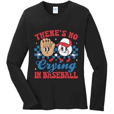 There Is No Crying In Baseball Funny Game Day Baseball Ladies Long Sleeve Shirt