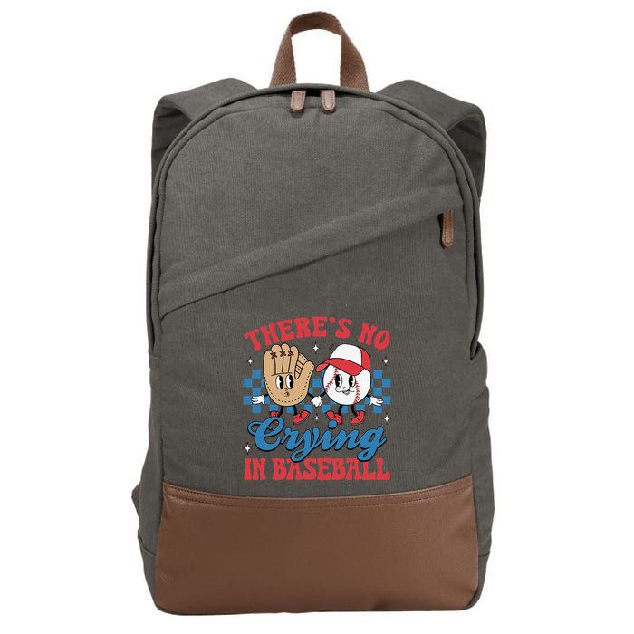There Is No Crying In Baseball Funny Game Day Baseball Cotton Canvas Backpack