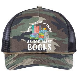 There Is No Such Things As Too Y Books Book Reading Gift Retro Rope Trucker Hat Cap