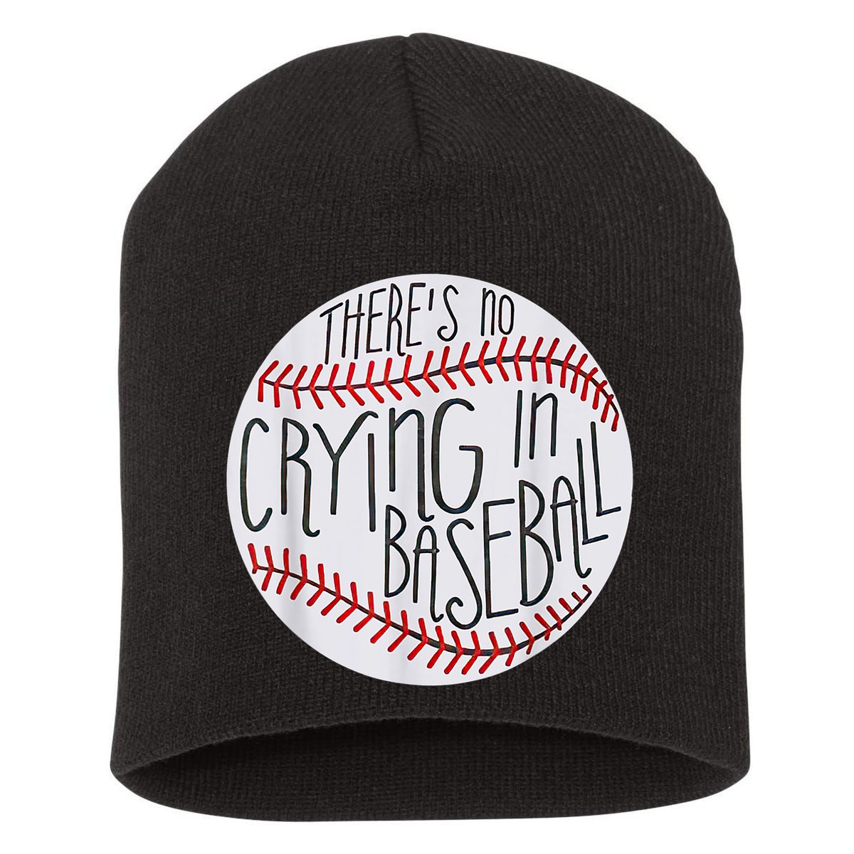 There Is No Crying In Baseball Funny Sports Ball Game Short Acrylic Beanie