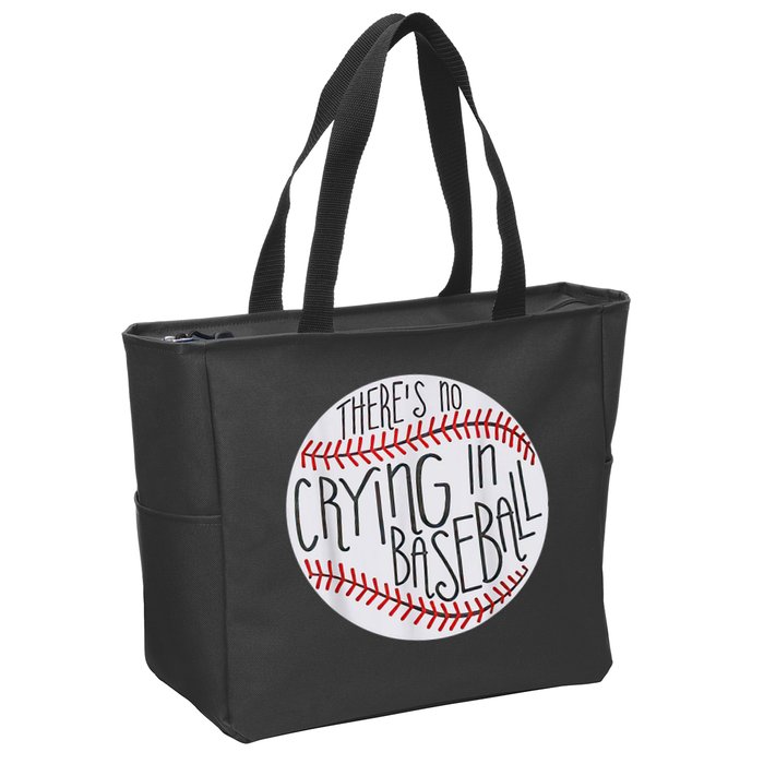 There Is No Crying In Baseball Funny Sports Ball Game Zip Tote Bag
