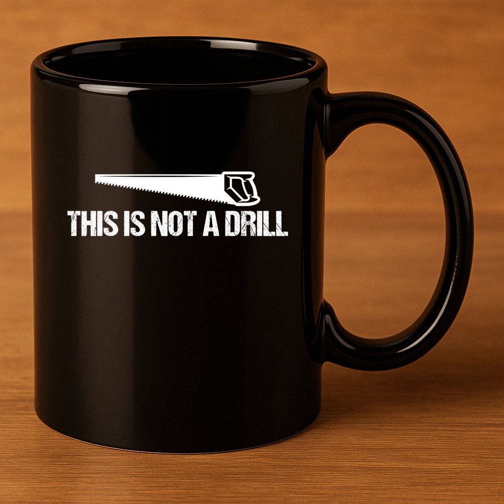 This Is Not A Drill Funny Dad Joke Great Gift 11oz C Handle Ceramic Mug