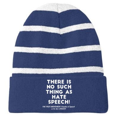 There Is No Such Thing As Hate Speech Striped Beanie with Solid Band