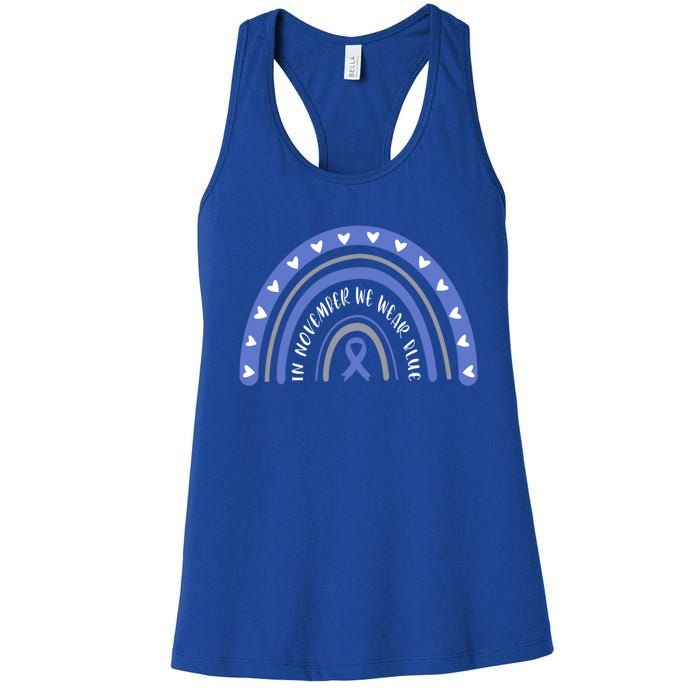 T1d In November We Wear Blue Diabetes Awareness Rainbow Gift Women's Racerback Tank