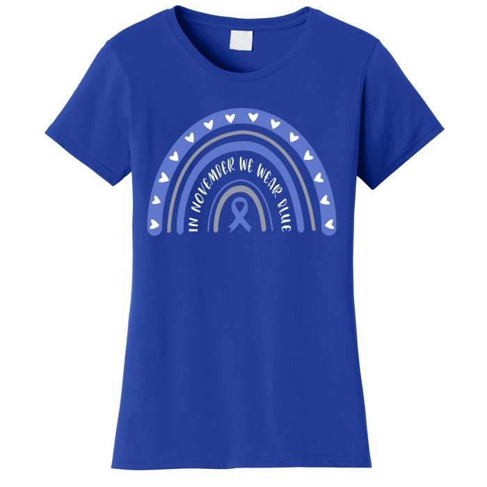 T1d In November We Wear Blue Diabetes Awareness Rainbow Gift Women's T-Shirt