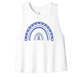 T1d In November We Wear Blue Diabetes Awareness Rainbow Gift Women's Racerback Cropped Tank