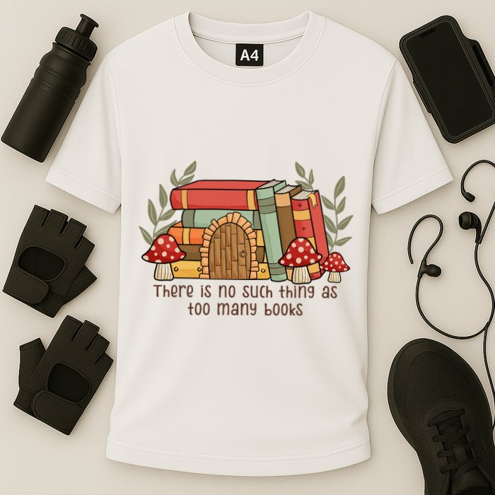 There Is No Such Thing As Too Many Books Gift For Reading Books Cooling Performance Crew T-Shirt