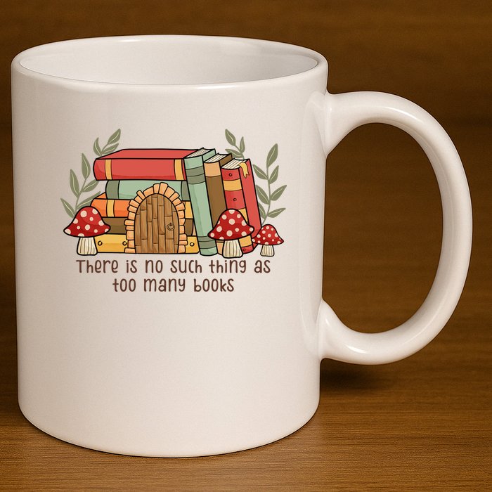 There Is No Such Thing As Too Many Books Gift For Reading Books 11oz C Handle Ceramic Mug