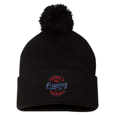 There Is No Crying In Baseball Funny Game Day Baseball Mom  Pom Pom 12in Knit Beanie