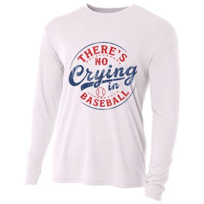 There Is No Crying In Baseball Funny Game Day Baseball Mom  Cooling Performance Long Sleeve Crew