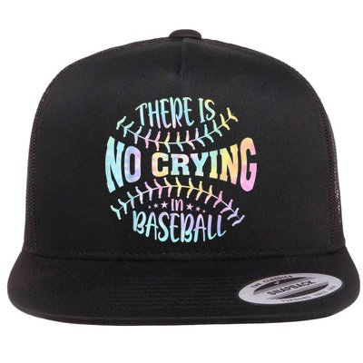 There Is No Crying In Baseball Tie Dye Flat Bill Trucker Hat