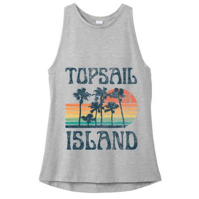 Topsail Island North Carolina Beach Summer Vacation Vintage Ladies PosiCharge Tri-Blend Wicking Tank