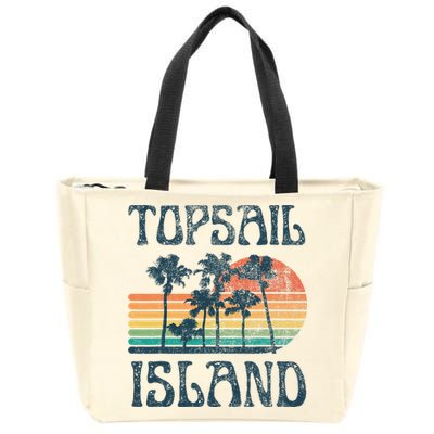 Topsail Island North Carolina Beach Summer Vacation Vintage Zip Tote Bag