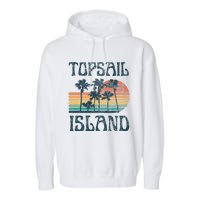 Topsail Island North Carolina Beach Summer Vacation Vintage Garment-Dyed Fleece Hoodie