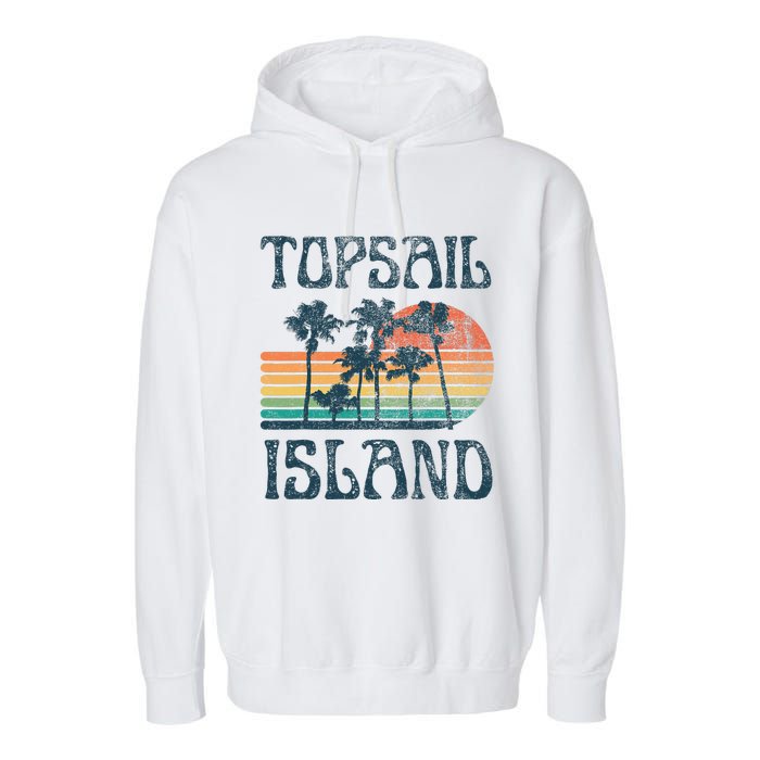 Topsail Island North Carolina Beach Summer Vacation Vintage Garment-Dyed Fleece Hoodie