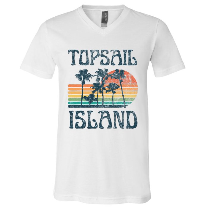 Topsail Island North Carolina Beach Summer Vacation Vintage V-Neck T-Shirt