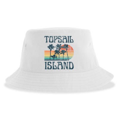 Topsail Island North Carolina Beach Summer Vacation Vintage Sustainable Bucket Hat