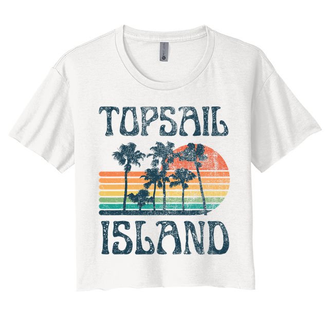 Topsail Island North Carolina Beach Summer Vacation Vintage Crop Top
