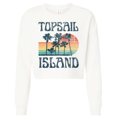 Topsail Island North Carolina Beach Summer Vacation Vintage Cropped Pullover Crew